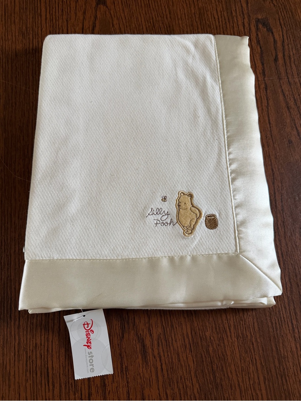 Disney Cream Winnie the Pooh Baby Blanket with Satin Trim Sz: Oblong MSRP: $45